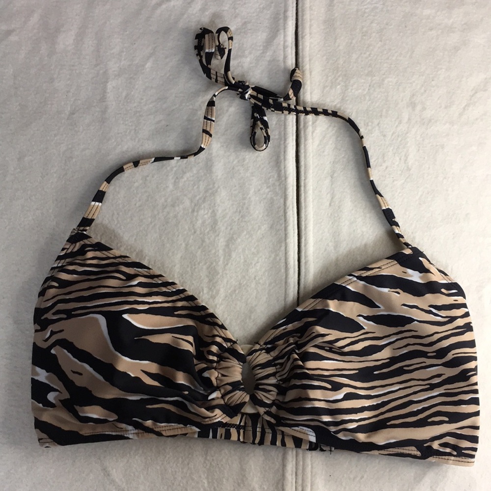 Bin 40 New Womens Venus Swimsuit Ring Bikini Top Animal Print Sizes Large & XL